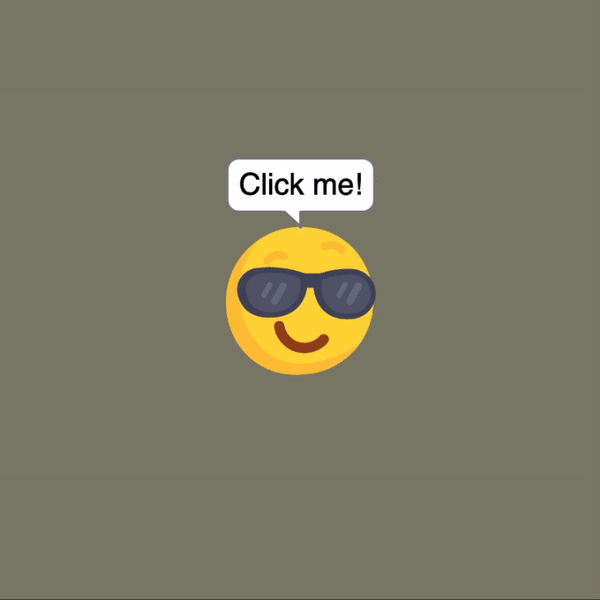 A student project featuring an animated gif of different emojis that say Click Me