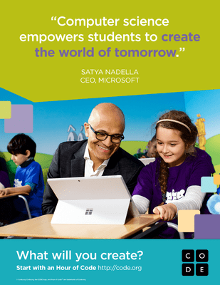 Downloadable PDF poster featuring Satya Nadella, CEO of Microsoft